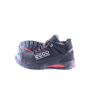 Ankor: Мужские зимние ботинки ECCO черные с красным